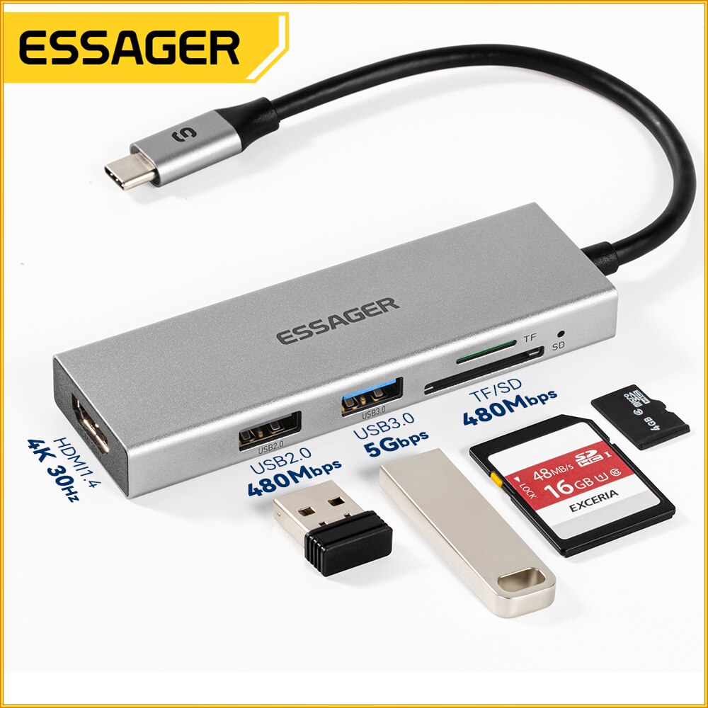 Essager 5 in 1 USB C HUB HDMI- - Hdmi Adapter Tablet ulasan dan harga